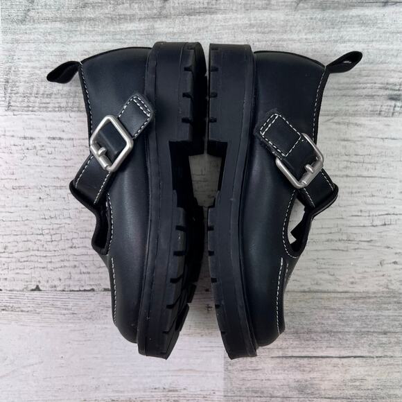 Zara Kids T-Strap Mary Jane Shoes Size EU 22 US 6 Black Embroidered Buckle Fall - Picture 3 of 9